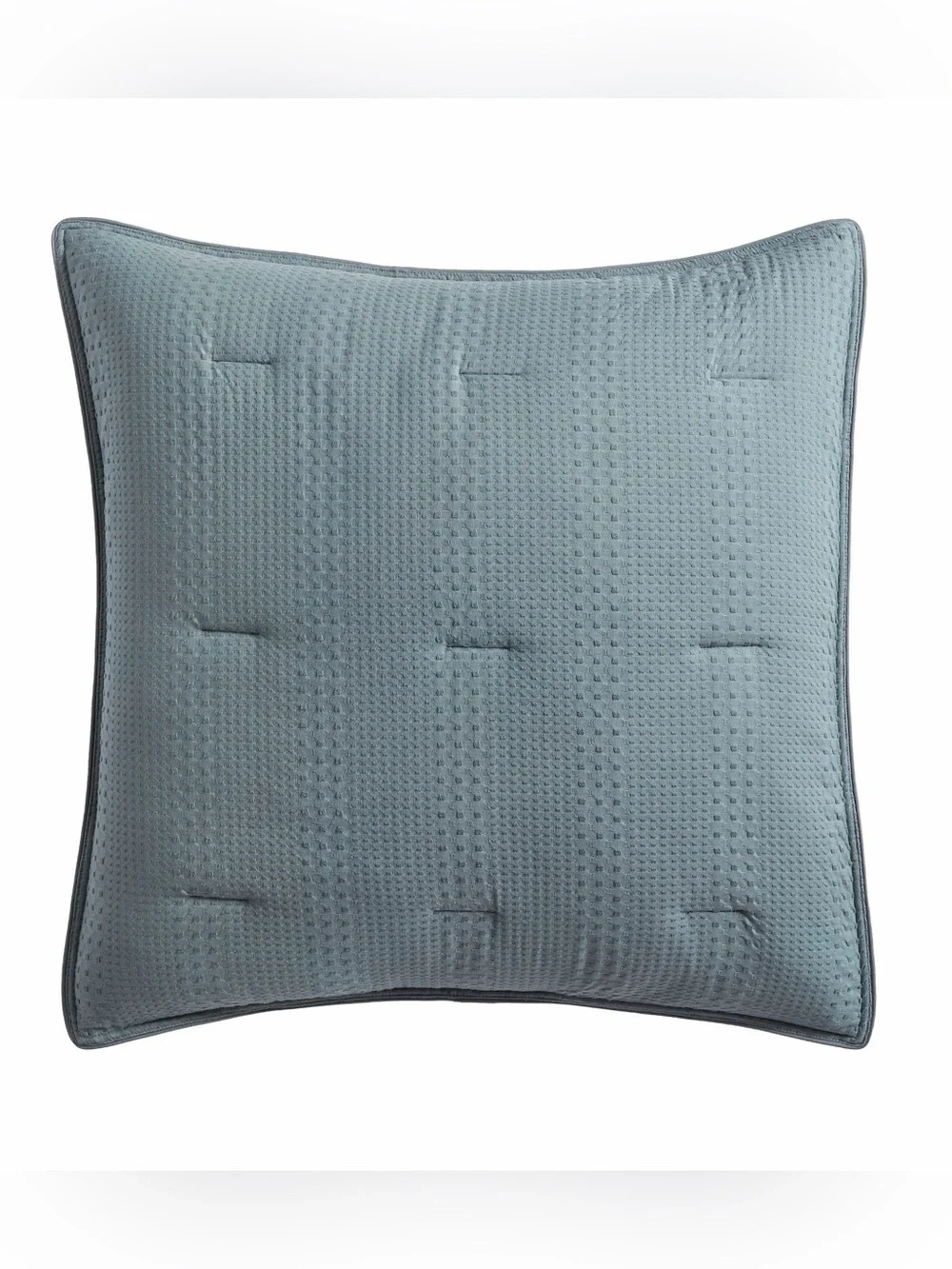 Pottery Barn Waffle Weave Honeycomb Cotton Comforter Euro Pillow Sham Steel Blue